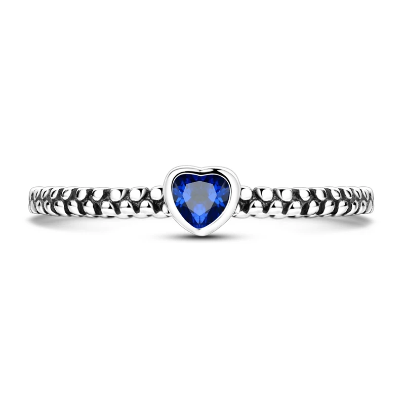 Original 925 Sterling Silber funkelnder Vintage-Ring mit Tautropfen-Blau-Herz-Motiv für Frauen und Mädchen, Schmuck, Geburtstag, Jahrestag, Geschenke – Detail 2