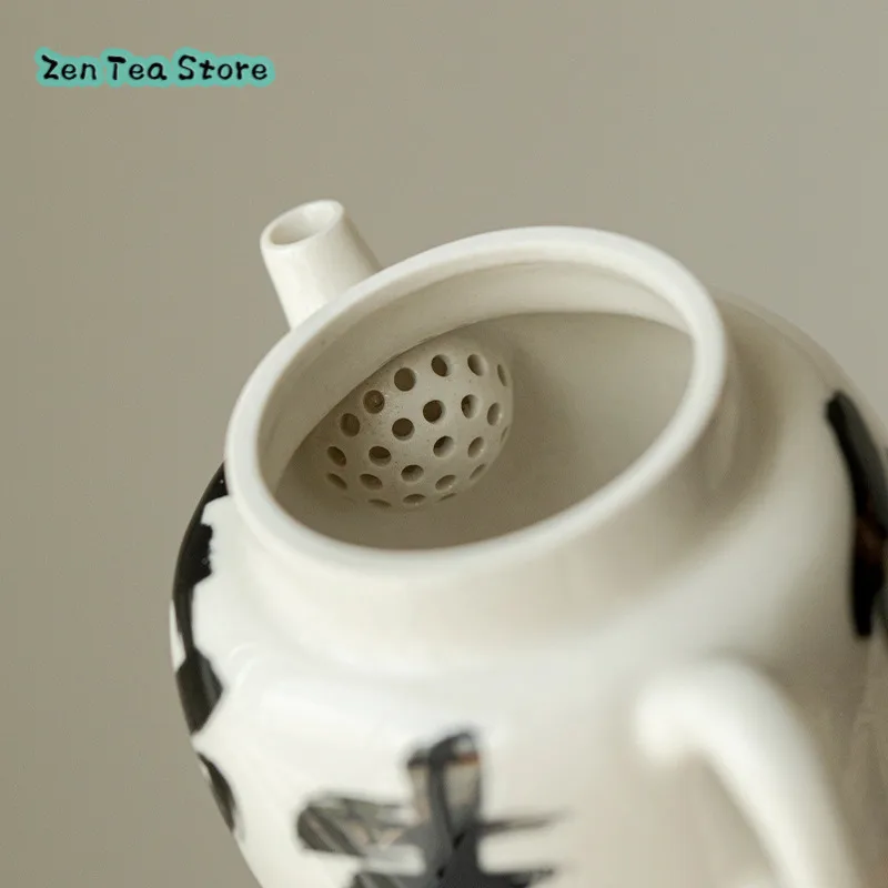 Pure Hand-written Joy Teapot Chinese Antique Handmade Tea Infuser Household Anti-hot Tea Set High-grade Ceramic Small Pot