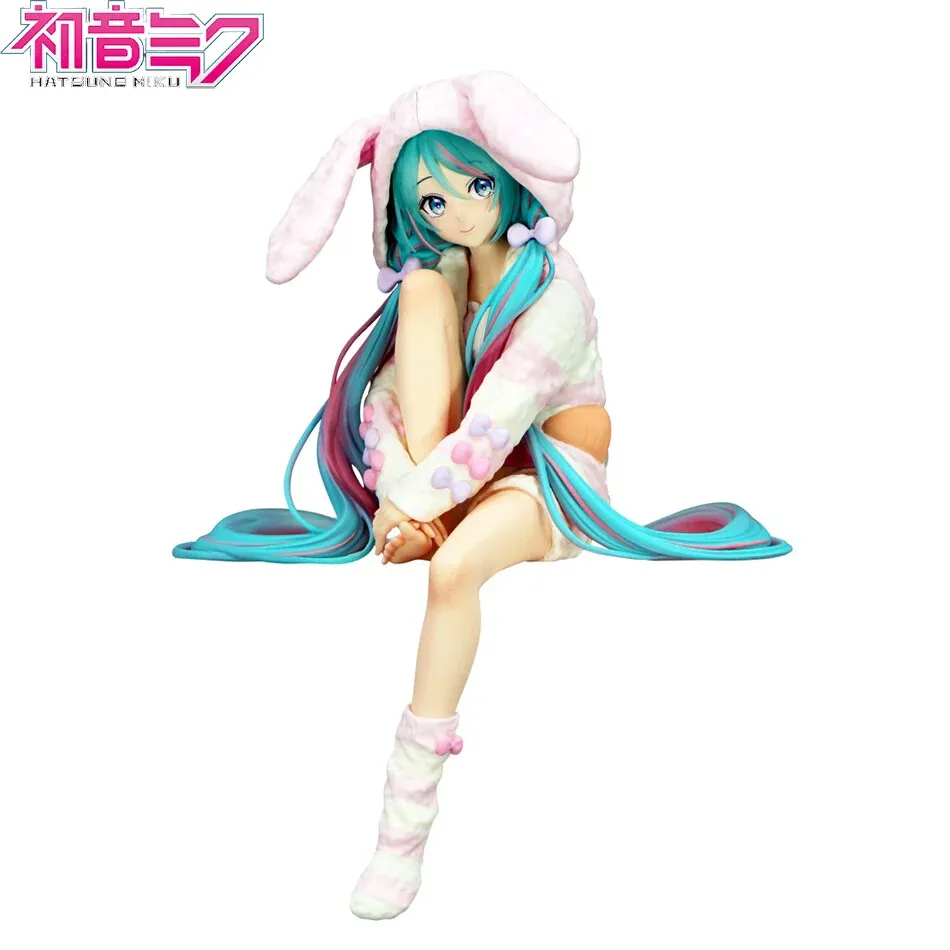 Figura de Anime HATSUNE MIKU de 15 CM, Figura de Colección con Orejas de Conejo y Pijama, Juguete Decorativo, Regalo