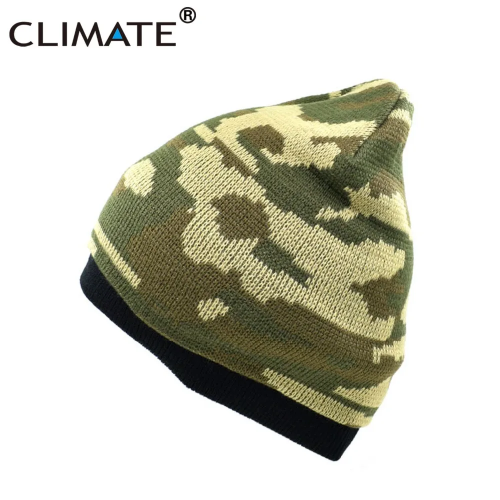 CLIMATE Camouflage Beanie Winter Hat Cool Wen Man Camo Cap Warm Beanie Knitted Hat Hunting Fishing Outdoor Sport Knitted Hat Cap