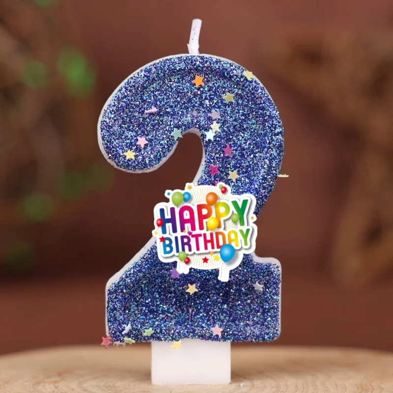 Happy Birthday Cake Topper Decorated Digital Colorful Candle Children's Delicate 0-9 Number Candle Party Decor Gift Boy Girl