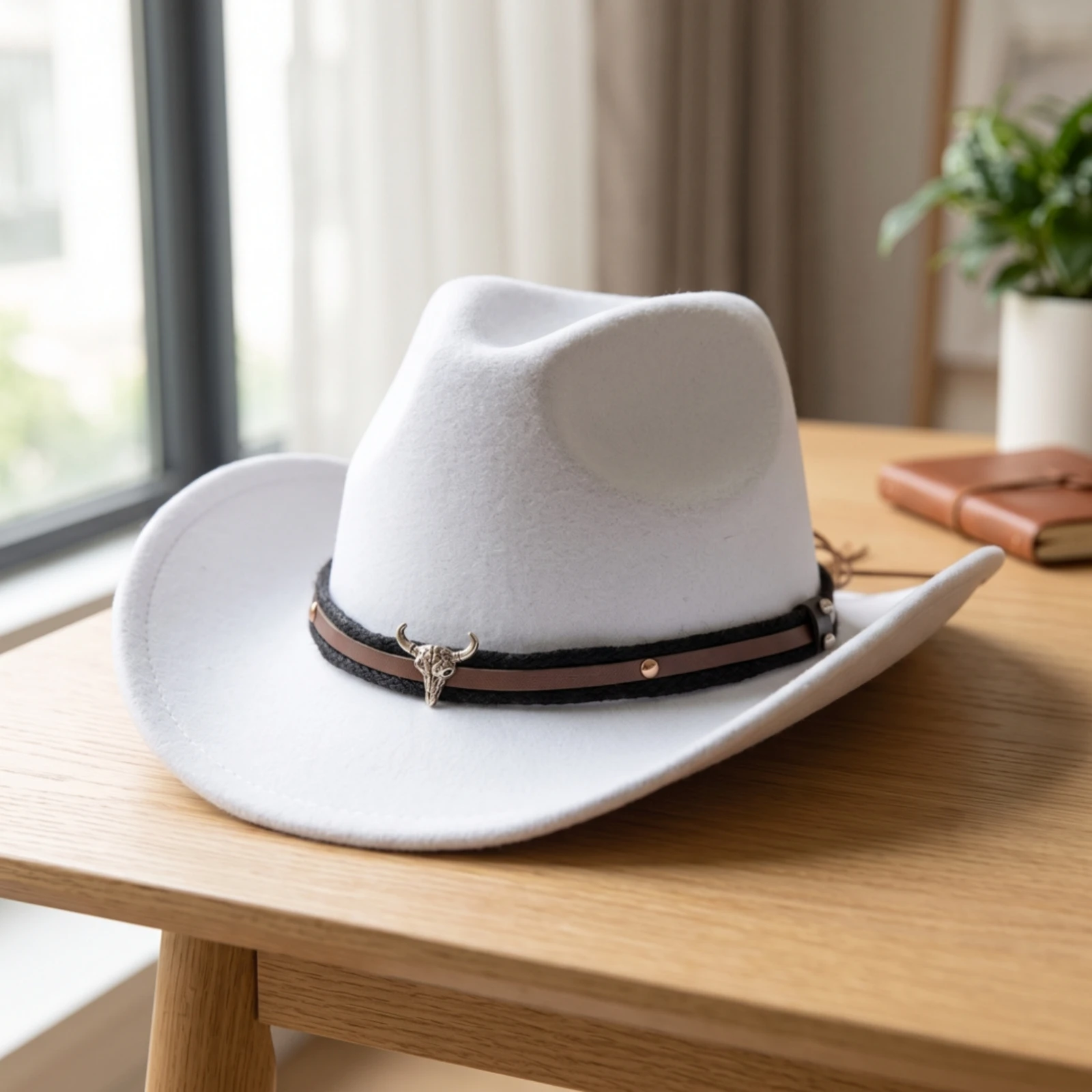 Felt Cowboy Hat Lightweight Cowboy Hat with Band Comfortable Timeless for Adults, Outdoor Wear, Costume Parties