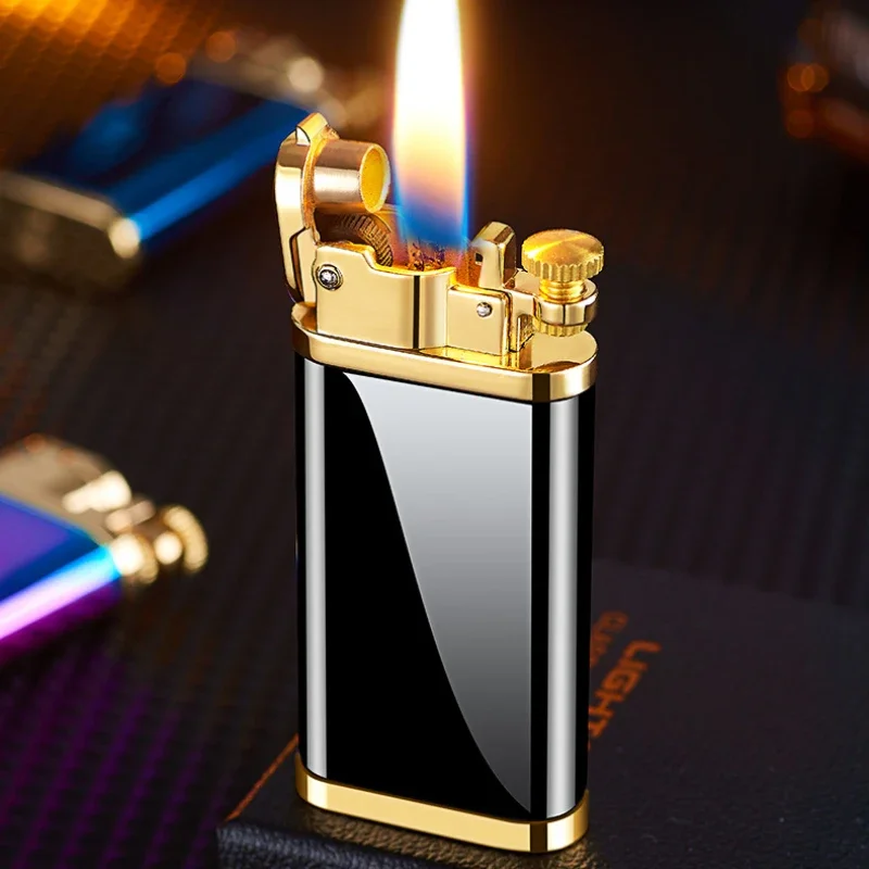 Creative Metal One Click Ejection Ignite Kerosene Lighter Safety Lock Buckle Retro Personalized Lighters Smoking Wholesale