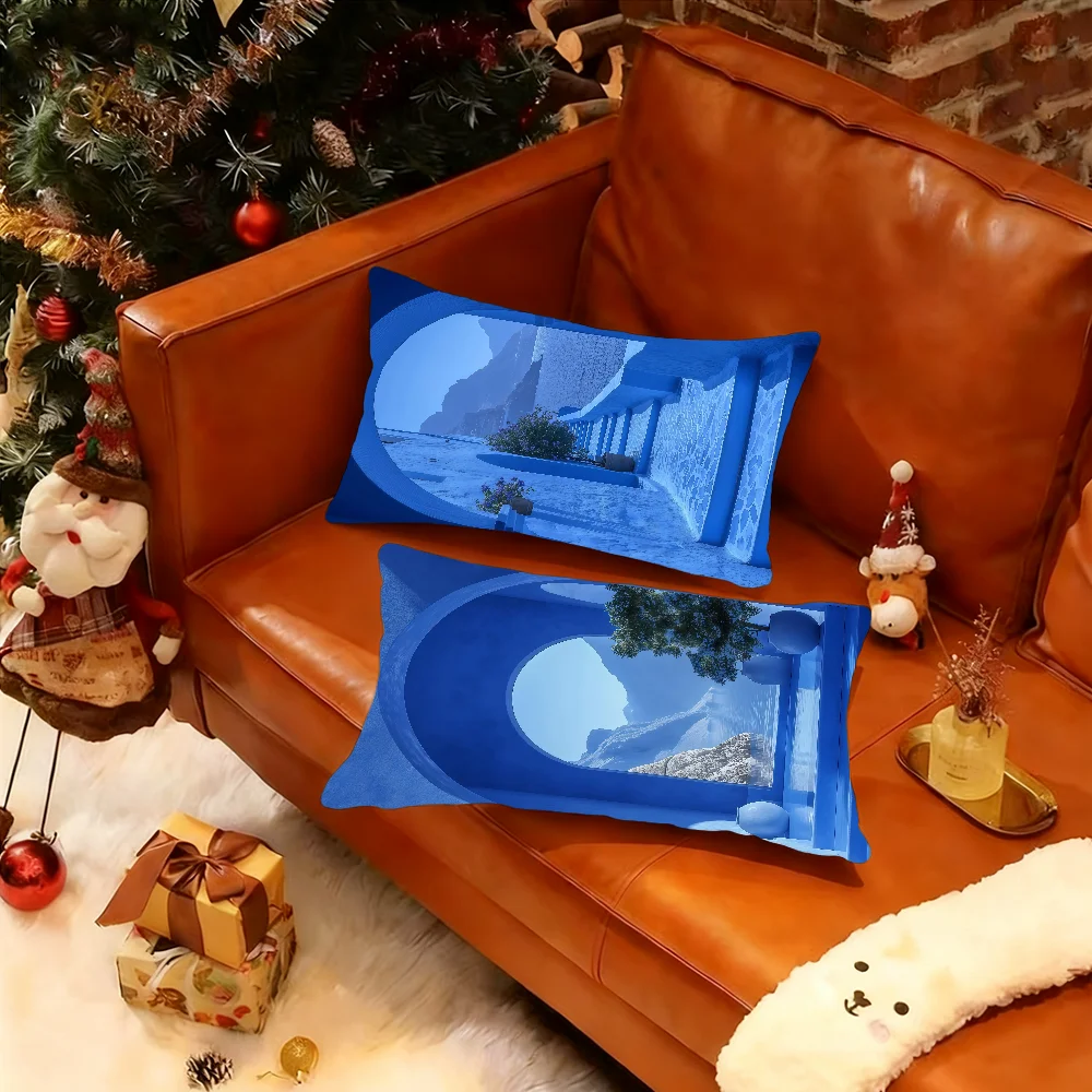Blue Arch Ocean View Cushion Cover Rectangle Pillow Case Printing Bedside Sofa Room Home Decoration Pillowcase