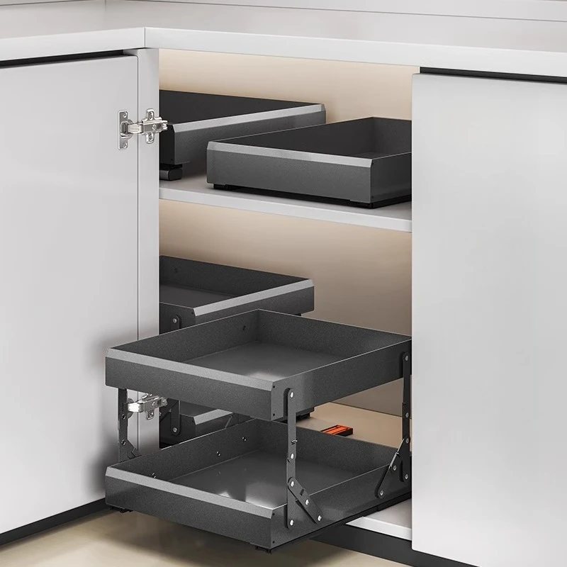 

Kitchen Drawer Basket Double Layer Shelf Corner Cabinet Seasoning Storage Box Layer Storage Rack Under Sink