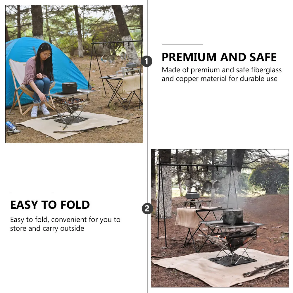 

Fireproof Mat Heat Resistant BBQ Fiberglass Blanket Camping Protective Pad Flame Retardant Stove Mat Portable Easy Fold Storage