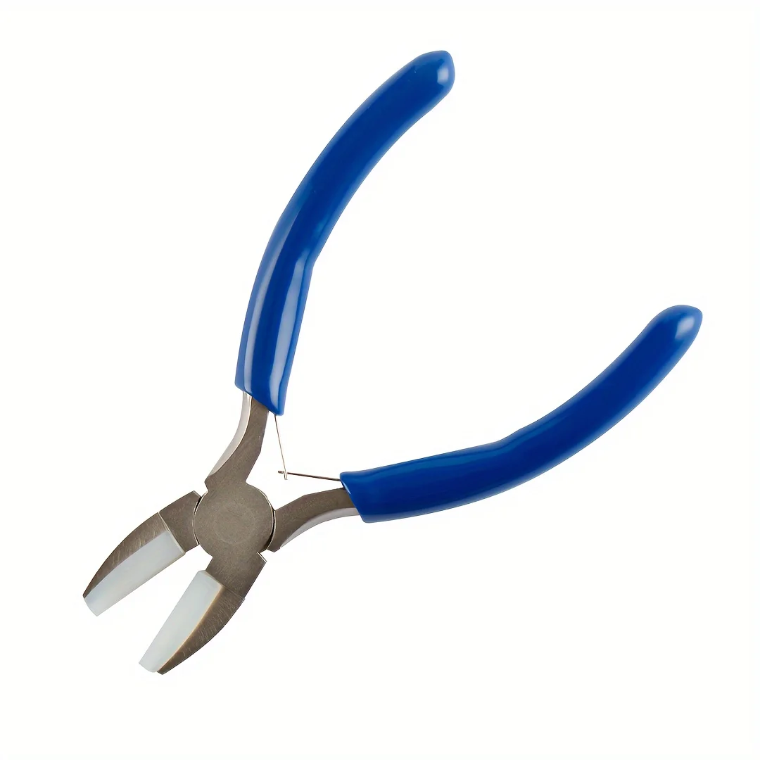 High Quality Double Nylon Jaw Pliers Nickel Plated Anti Rust Flat Nose Pliers for Jewelry Making Hobby Projects Blue Handle