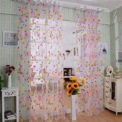 Rural Small Flowers Voile Tulle Room Window Curtain Transparent Pastoral flower Sheer Curtains Easy To Install Curtains100*200cm