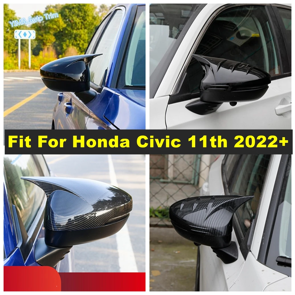 

Auto Rearview Mirror Ox Horn Blade Style Side Wing Caps Cover Trim For Honda Civic 11th 2022 2023 2024 Carbon Fiber Accessories