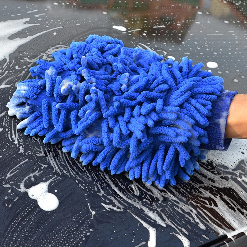 Car wash gloves ultra-fine fiber Chenille gloves, thickened double-sided car cleaning tools, car accessories car detail brushes