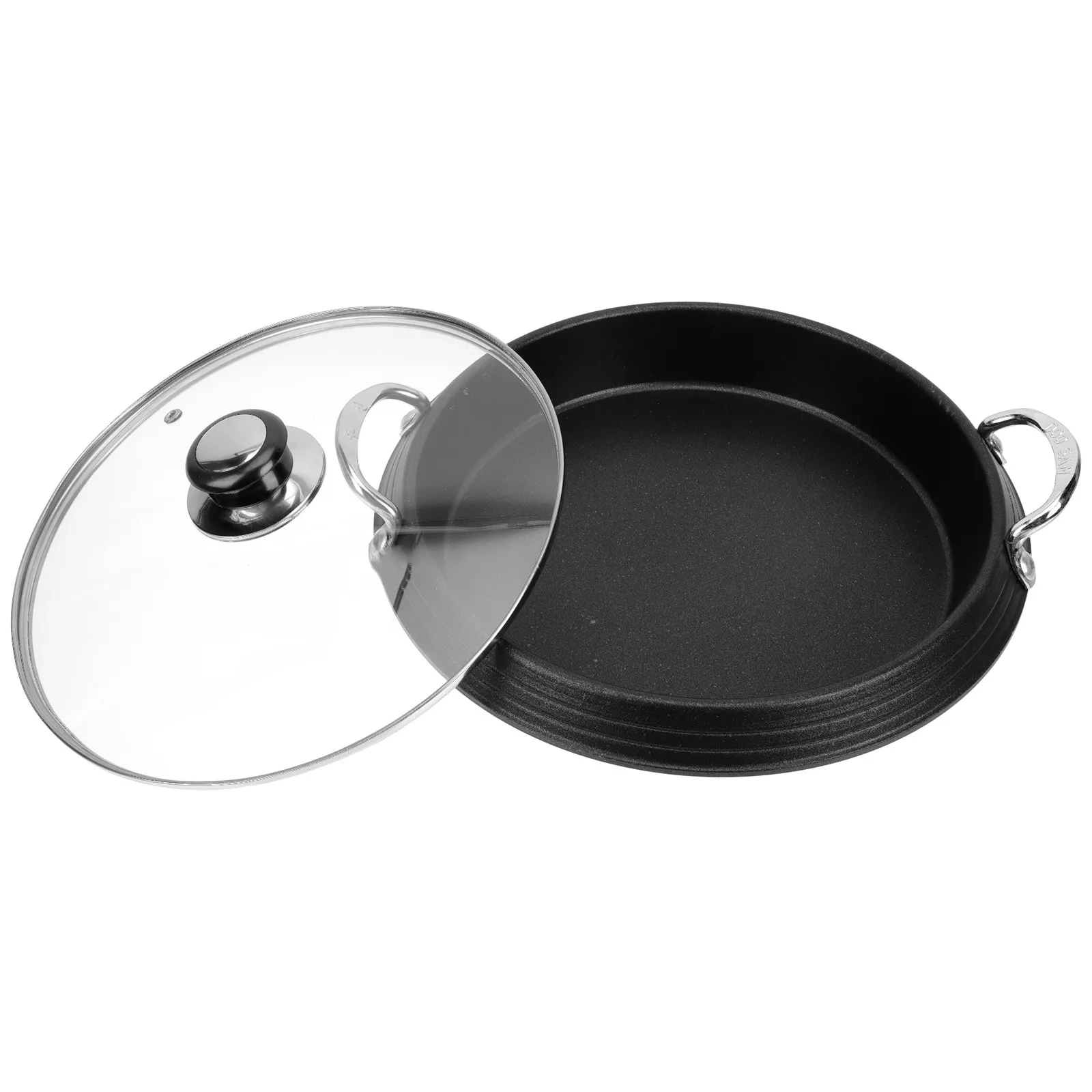 

Household Hot Pot Tray Crafted from Aluminium Alloy Material Non-Slip Handle Design for Safe Cooking Korean Style Dry Pot