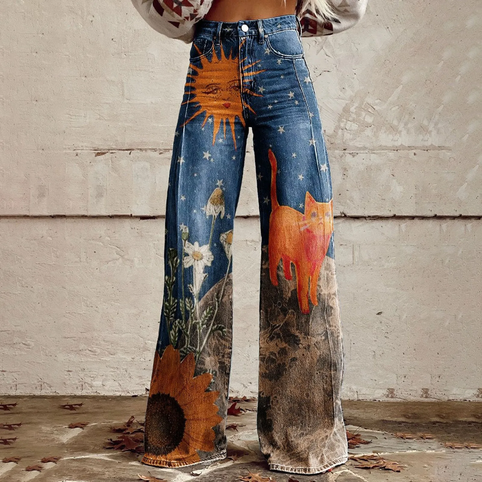 2025 Fashion Y2k Pants High Waisted Women Jean Flare Pant High Street Wide Leg imitation Denim Pants Ladies Jeans Baggy Trousers