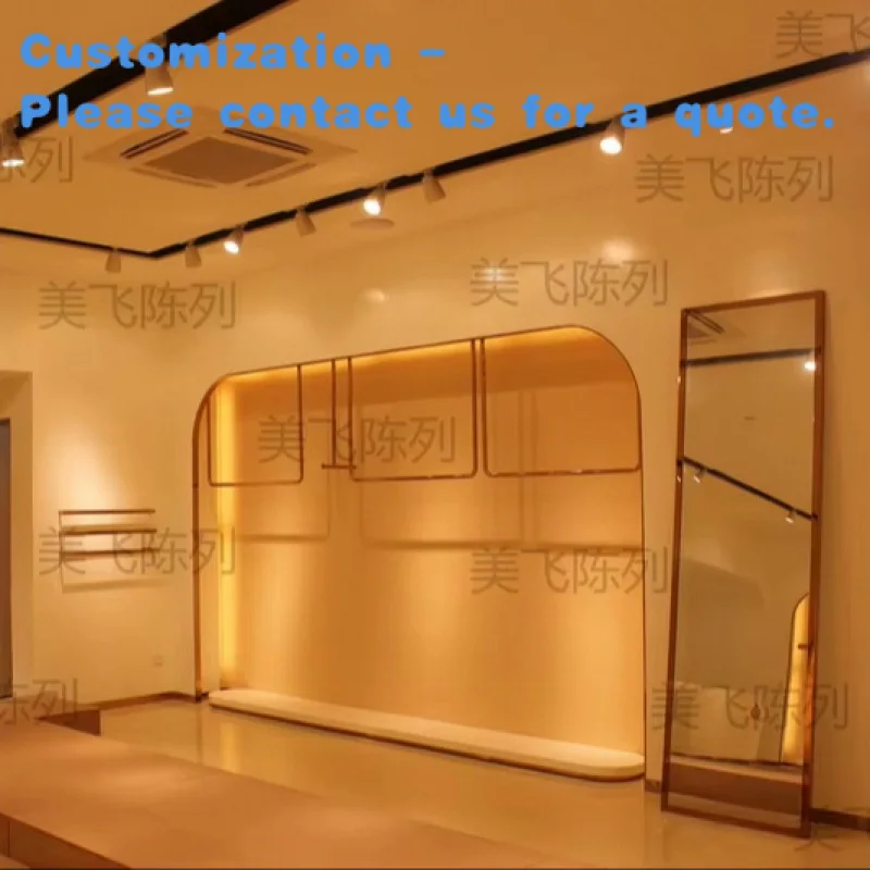 custom.New Design Women Clothes Store Shop Fittings Wall Mounted Racks Garment Shop Interior DesignClothing Display Shelves