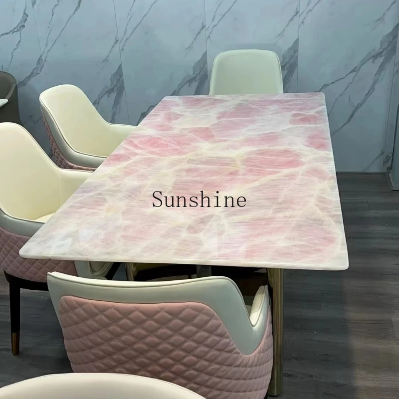 

Natural luxury stone dining table Modern simple high-end natural marble dining table