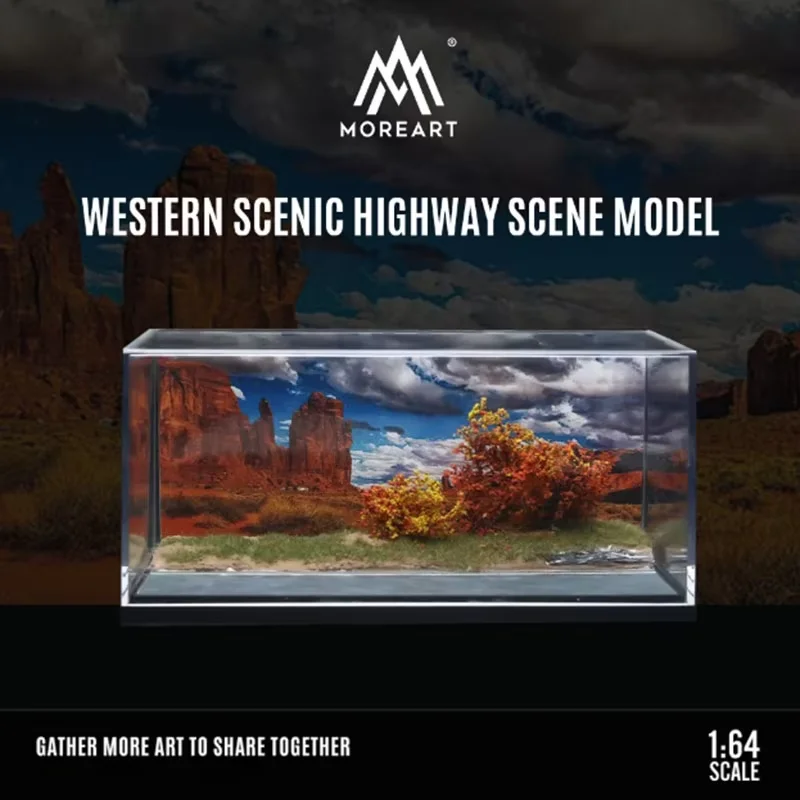 MoreArt 1/64 Scale Western Scenic Highway Scene Acrylic Display Box DIY Adult Collection Decoration Gift Boy Toys