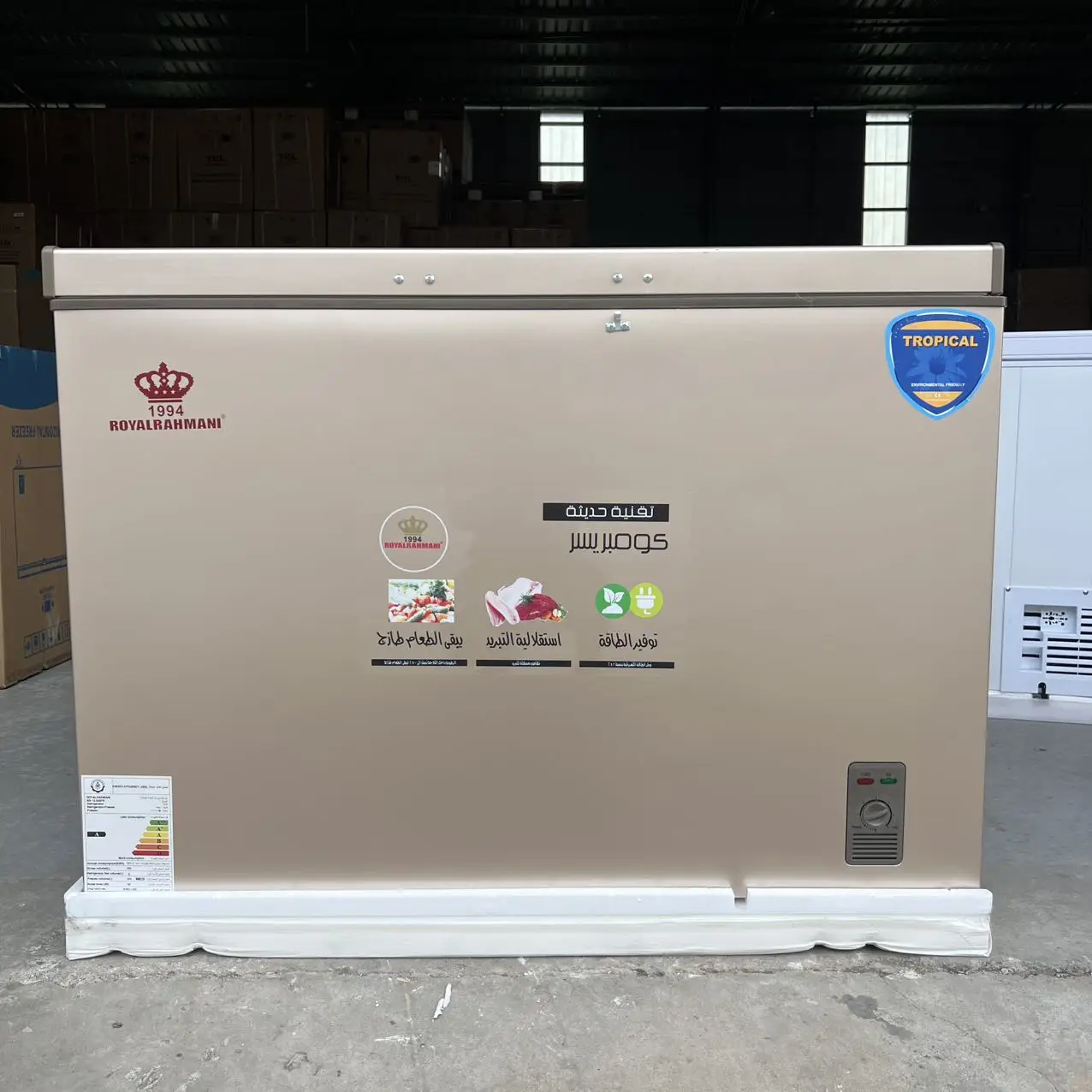 320L Horizontal Deep Freezer, Commercial Chest Freezer with Double Doors, Class A Energy Saving Fridge for Shop & Home