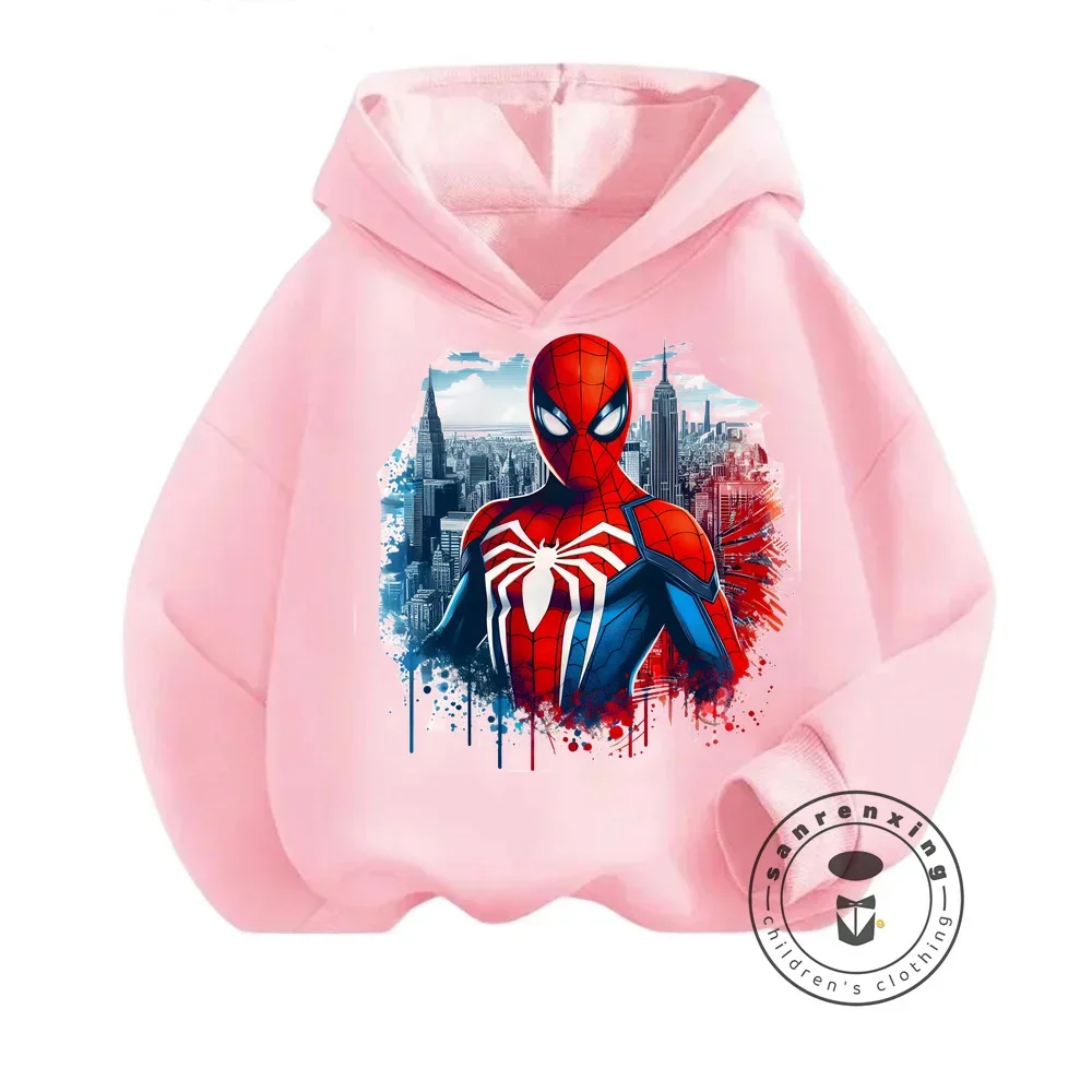 Jump into the Fray with the Avengers Spider-Man Hoodie Ideal Spring Autumn Apparel for Boys Girls with a Cheerful Cartoon Design