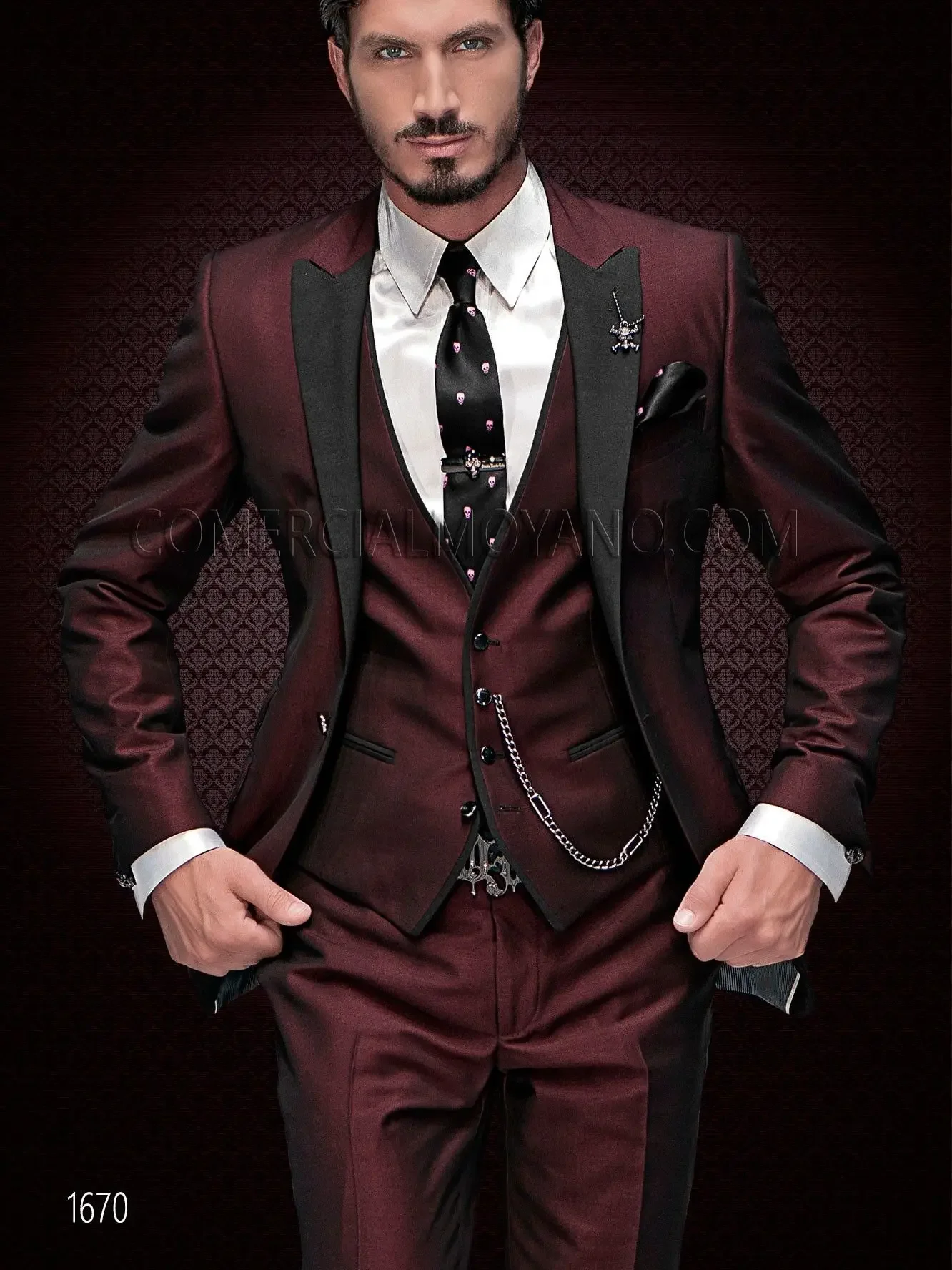 

Shiny Burgundy Italian Style Tuxedo Groom Prom Formal Dress Wedding Groomsmen Slim Men's Suit Set 3 Piece (Jacket+Pant+Vest)