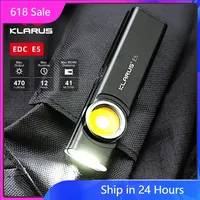 Klarus E5 COB Flashlights Magnetic Dual Light Torch 8 Lighting Modes USB C Rechargeable EDC Flashlight Strobe for Emergency Use