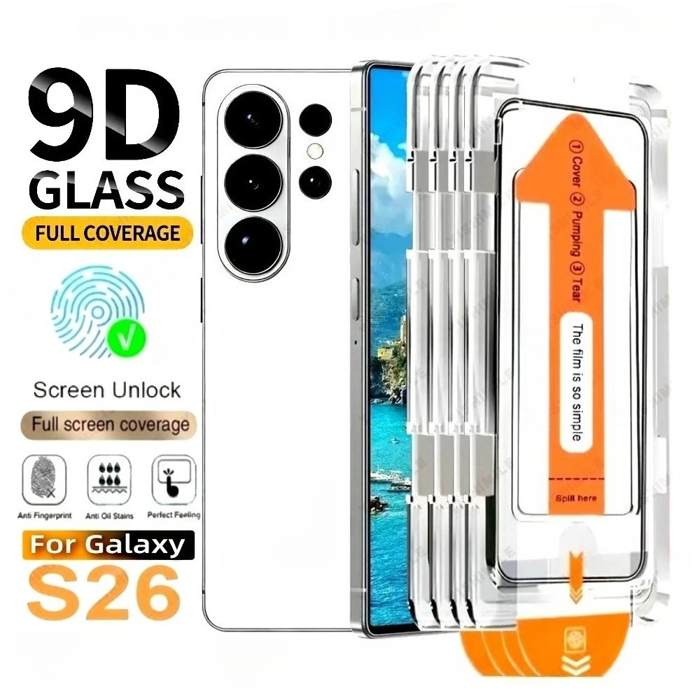 

4Pcs High Clear Screen Protector for Samsung Galaxy S26 S25 S24 Ultra S23 S22 S21 Plus S26 S25 Edge One Click Installation Glass