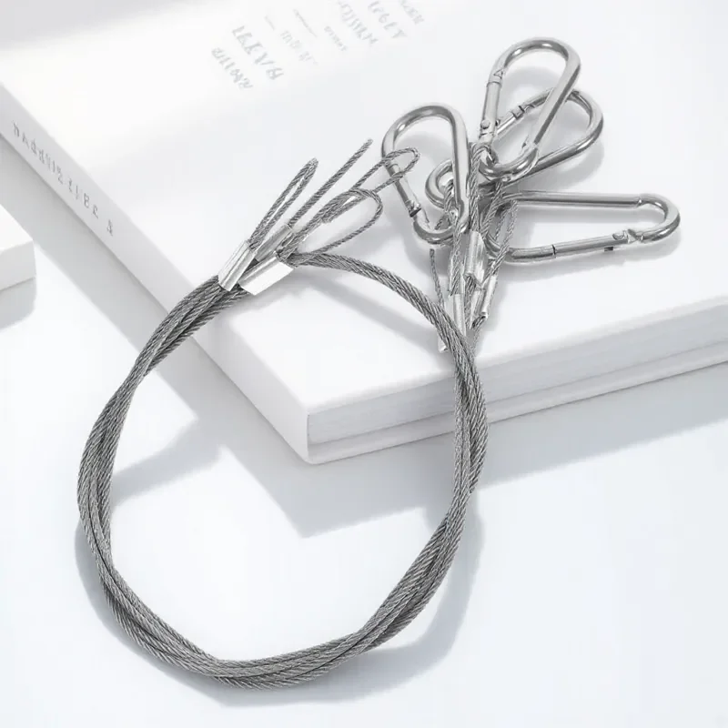 

4pcs Steel Cable Locks 2mm Thick Safety Rope 480mm Long Heavy Duty Carbon Stainless for Luggage Stage Lights Plants
