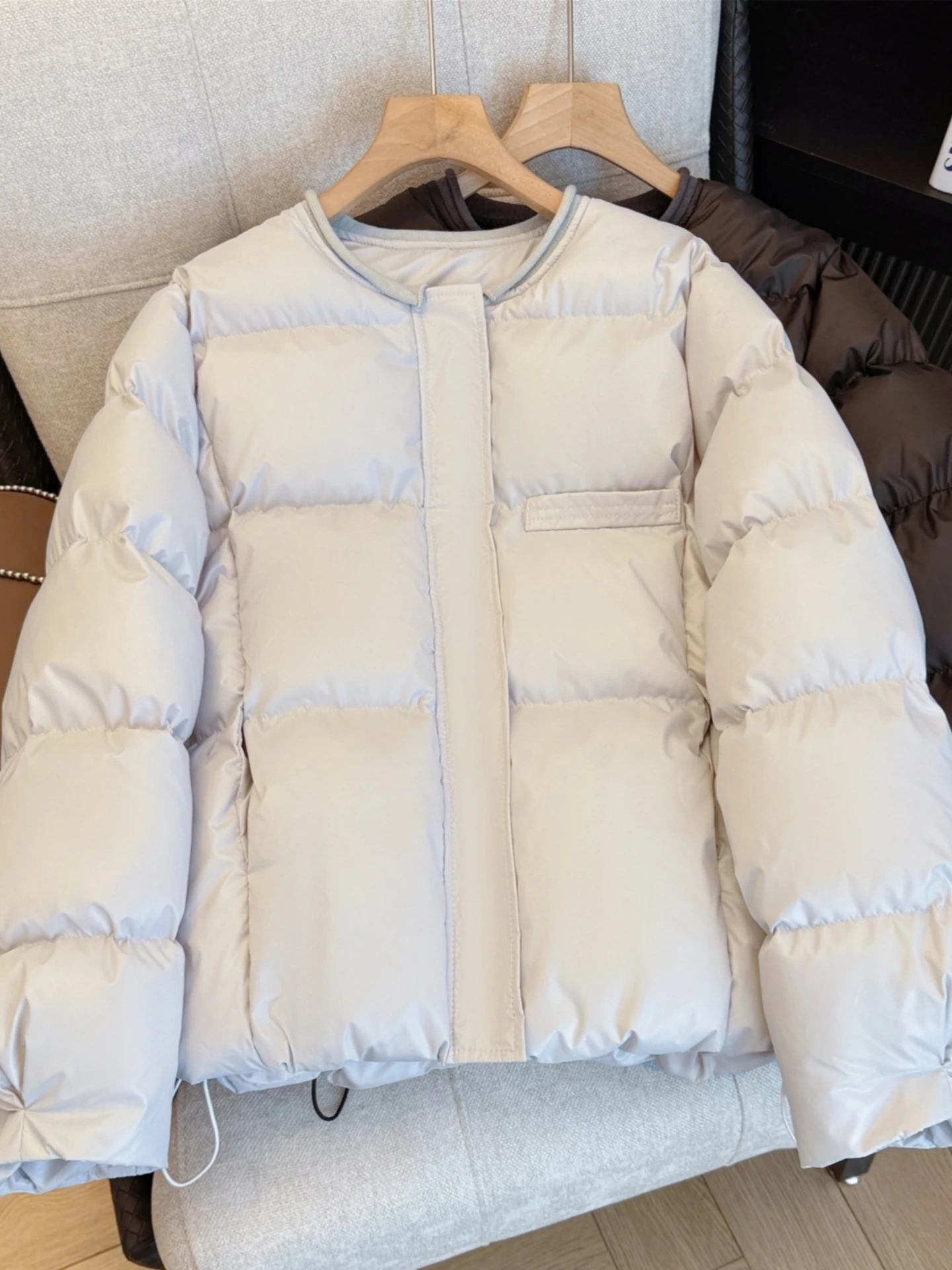 Women's Thickened down Cotton Jacket Bread Style Drawstring Coat Korean Version Loose Fit Long Sleeve Zipper Closure  Color
