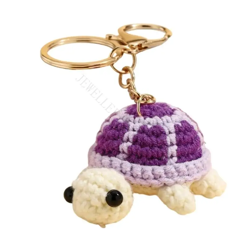 R7UF Mini Crochet Keyring Charm with Split Ring Clasp for Handbags and Keys Daily