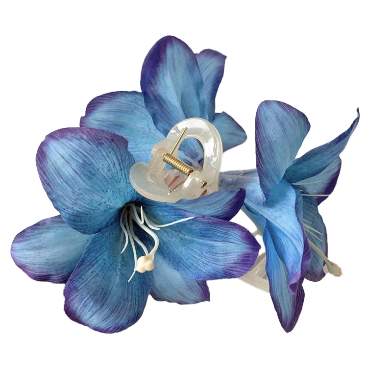 1 szt. Modna Fioletowa Lilia Kwiatowa Spinka Rekin do Włosów Super Wróżkowa Plastikowa Klamra do Włosów Akcesoria do Włosów