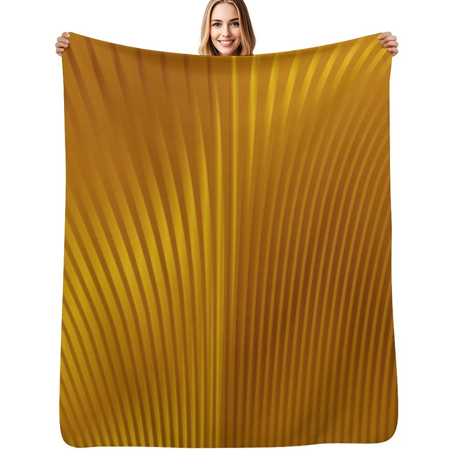 Golden Art Deco Pattern Throw Blanket Portable Lightweight Blanket for Travel Camping