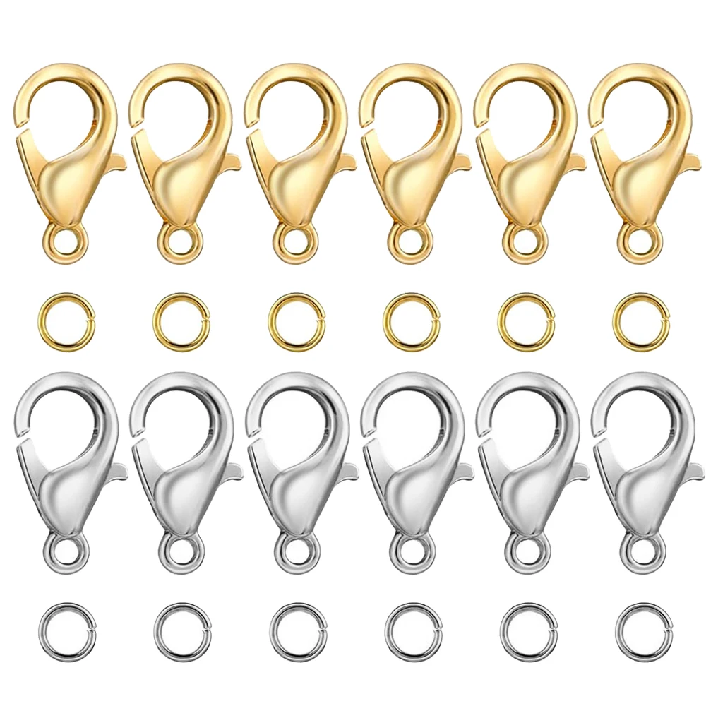 300pcs Lobster Clasps and Open Jump Rings Set Jewelry Finding Kits for DIY Bracelet Necklace Jewelry Craft Making Supplies