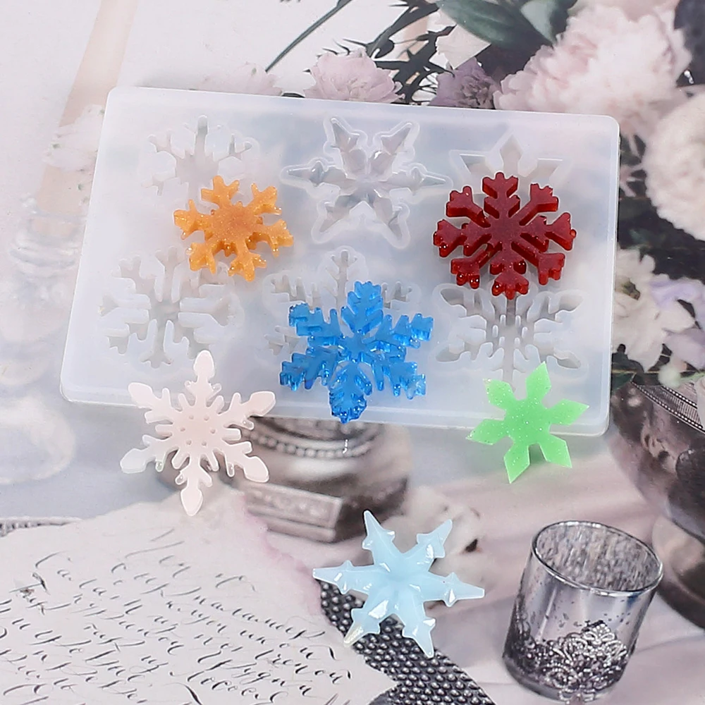 Christmas Hollow Snowflake Ornament Silicone Mold Soft Clear Mould Resin Craft Winter Embellishment DIY Pendants Jewelry Making