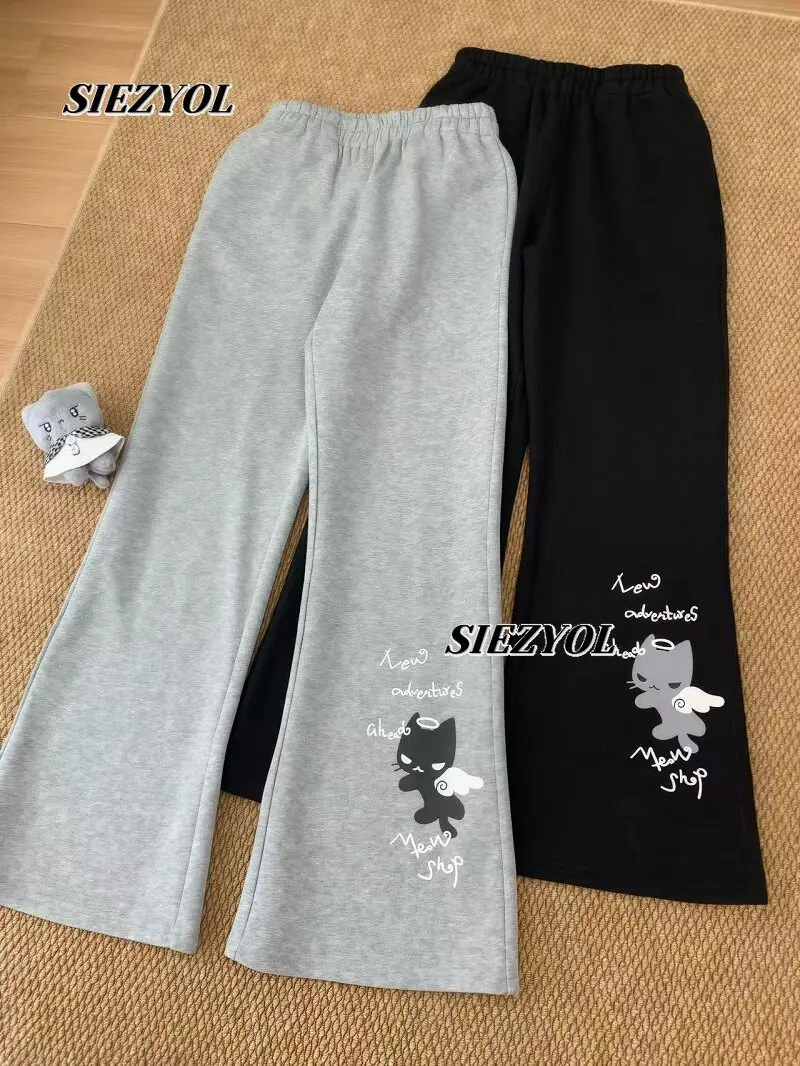 Original Cute Printed Casual Micro-pull Pants Autumn Winter New Sweet Girl Student Versatile Casual Drape High-waisted Trousers