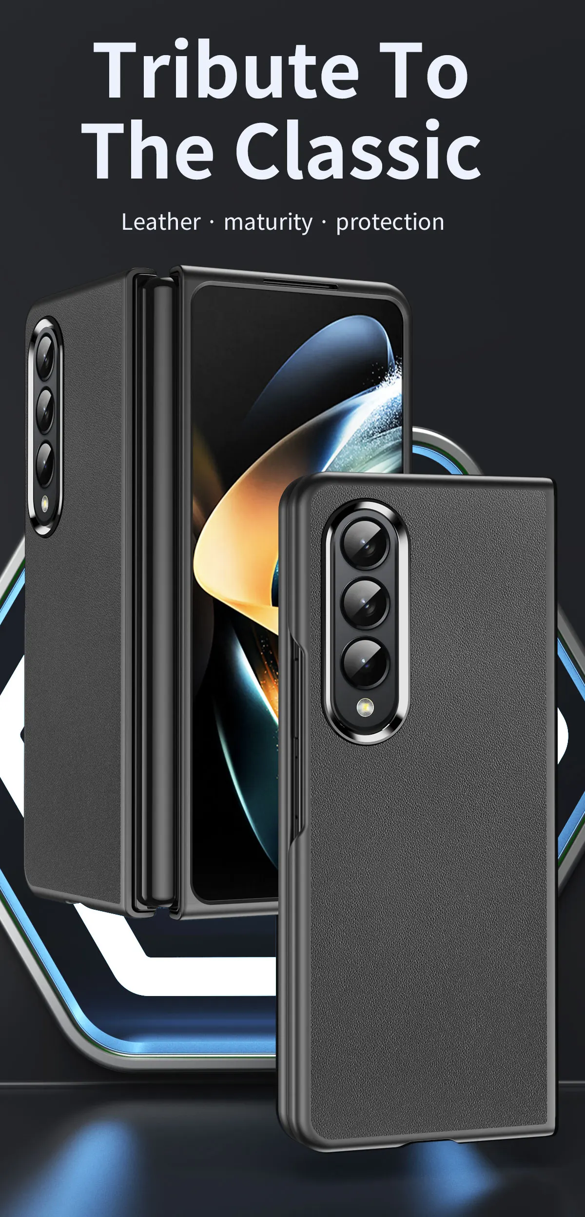 

Чехол классического типа для Samsung Galaxy ZFold 4, High-End, кожаный чехол, защита петель, товары для бизнеса Sucess, новый