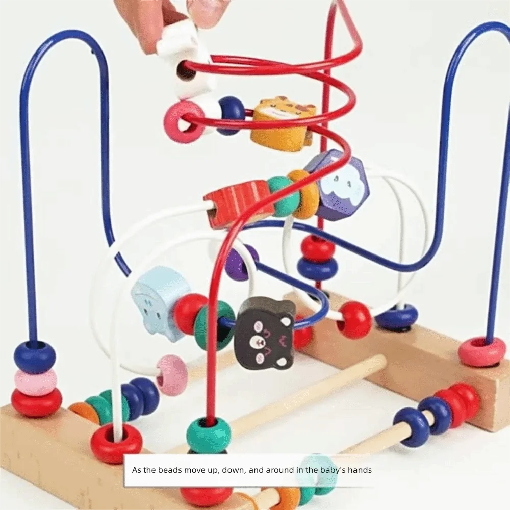 Wooden Wooden Beads Colorful Animals Shapes Bead Maze Interactive Design Counting Learning Early Education Early Learning