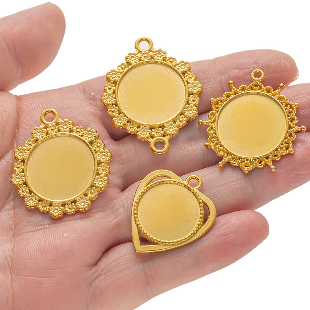 2 Stück Edelstahl-Anhänger Kameo-Cabochons Leere Fassung Charms für DIY Schmuckherstellung Halsketten Zubehör Komponenten – Detail 5