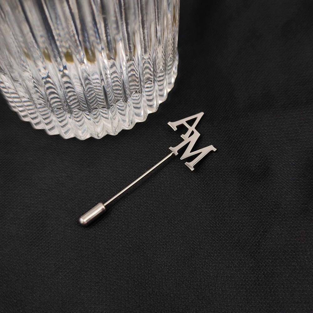 Customized Stainless Steel Lapel Pin for Men's Initials, Personalized Wedding Groom Jewelry Gift for Men's Holiday Gifts