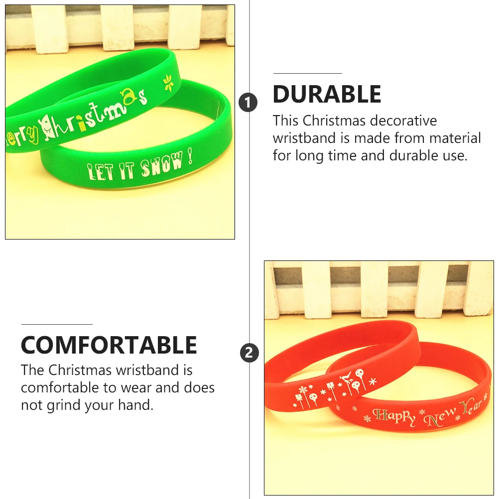 

5pcs Christmas Silicone Bracelet For Xmas Decorative Party Gift Christmas Bracelet Festival Accessory Wear
