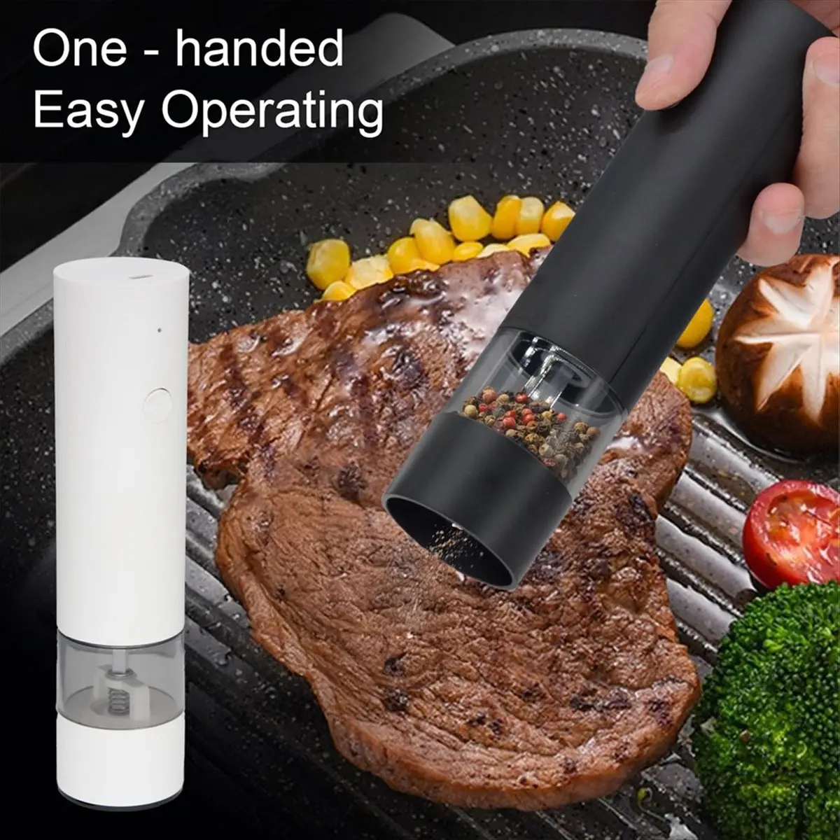 

(AIMA) Electric Salt and Pepper Grinder Set, Mill Grinder with Adjustable Coarseness,Refillable Salt and Pepper Mill Set