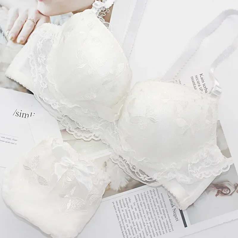 اليابانية الفتيات رفع الملابس الداخلية مجموعة النساء مثير الدانتيل السيدات Bralette الإناث الملابس الداخلية لينة تانك المحاصيل الأعلى نشط الأزهار الصدرية مجموعة