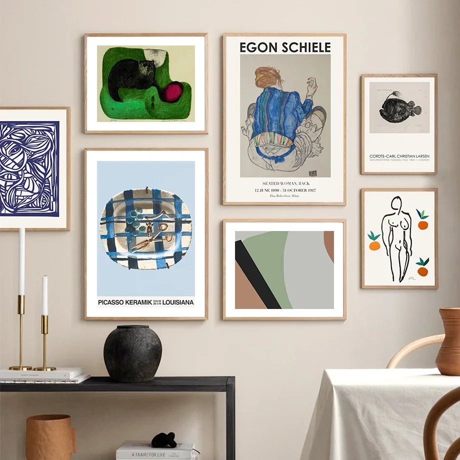 Picasso Matisse Egon Schiele Nude Fish Vintage Posters And Prints Wall Art Canvas Painting For Living Room Decorative Pictures