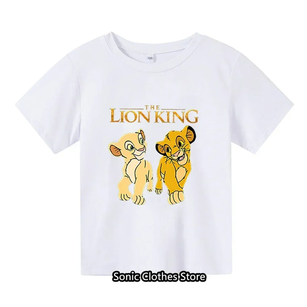 Summer Children's Cartoon Animal King Pattern Lion Simba T-shirt Cartoon Boys and Girls Printed T-shirt Children's Top