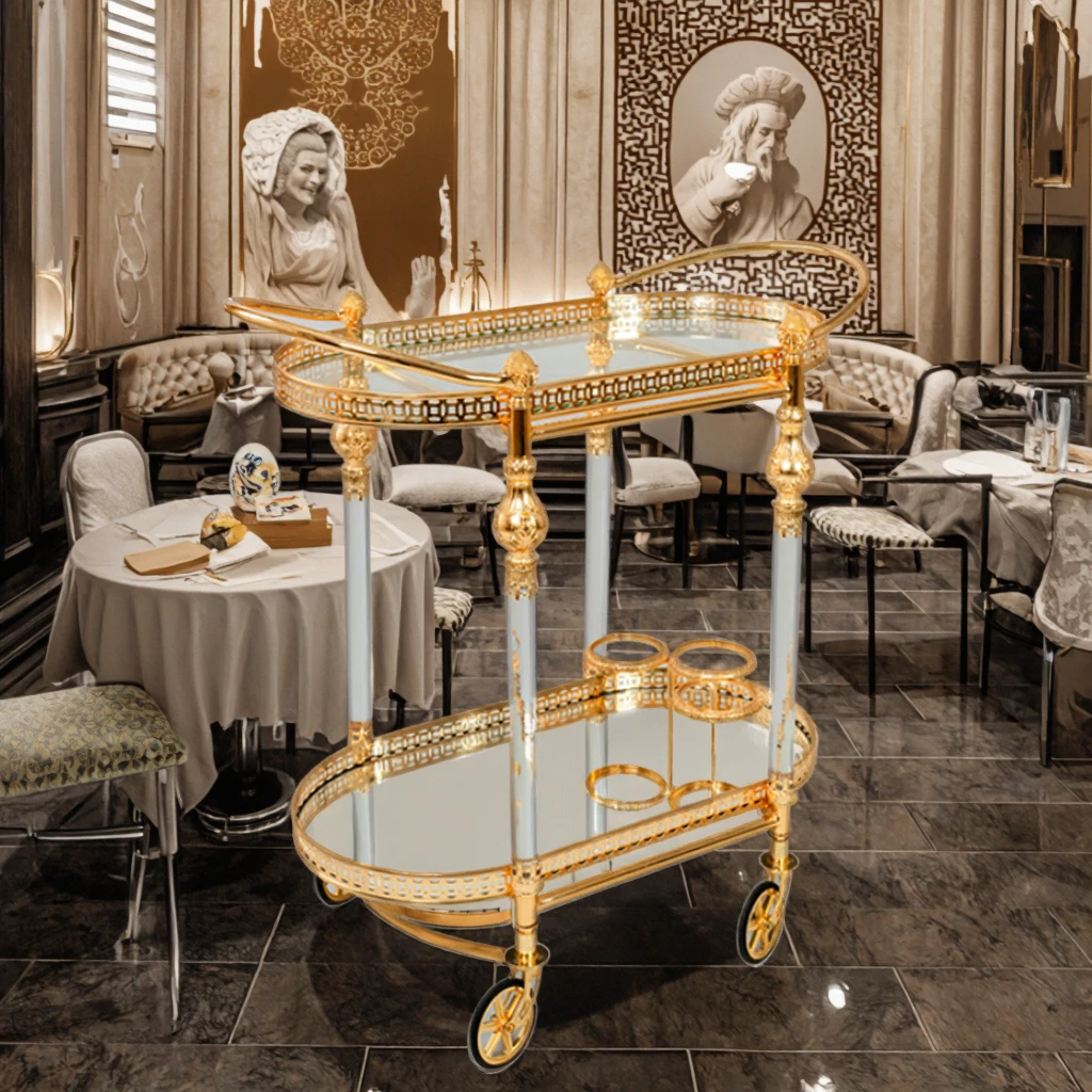 FOR Wholesale Luxury Double Glass Hotel Trolley High Quality  Dining Living Room