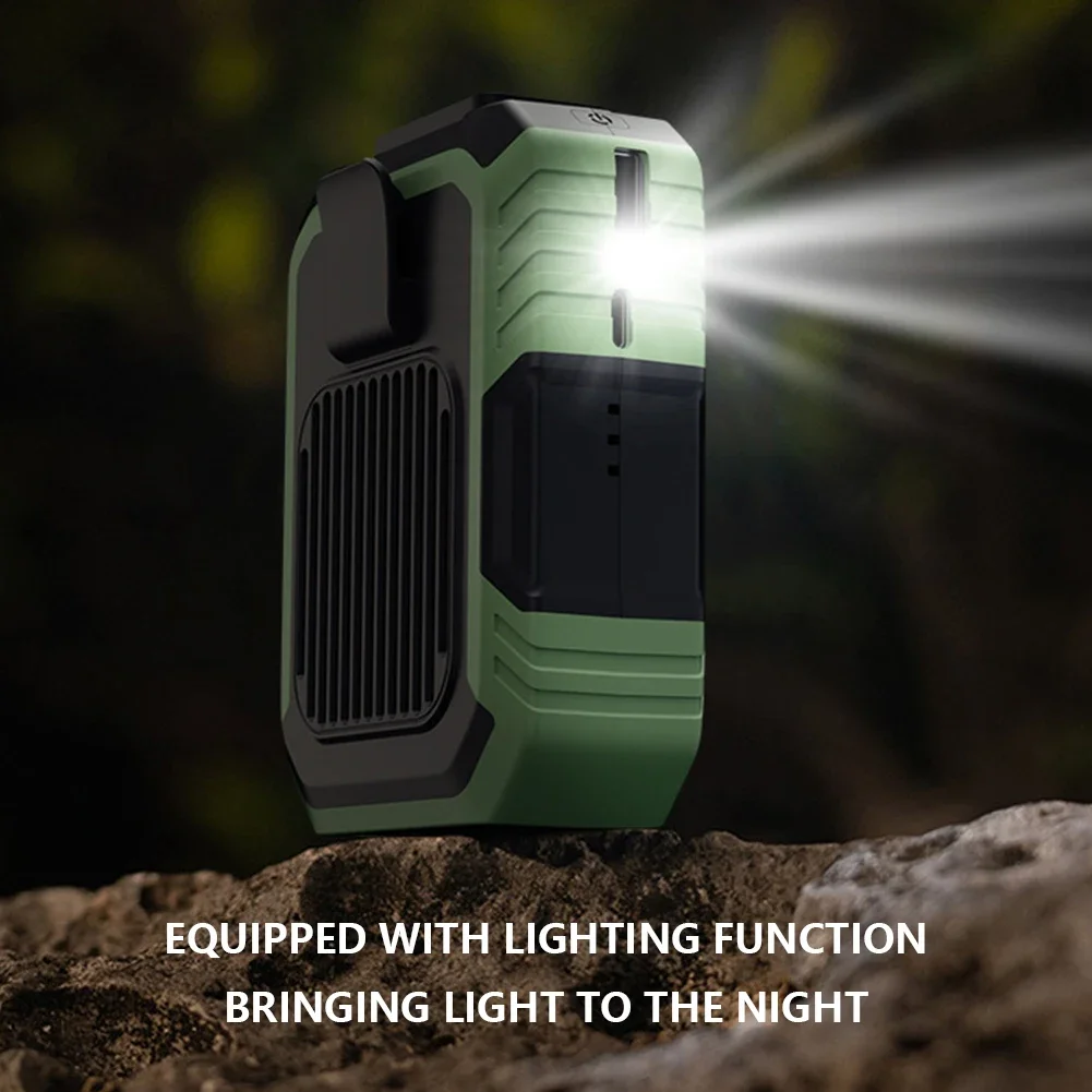 Portable Mini  Fan Wearable Waist Fan 3 Speed Emergency Mobile Power Bank Cooling Waist Fan USB Rechargeable for Outdoor