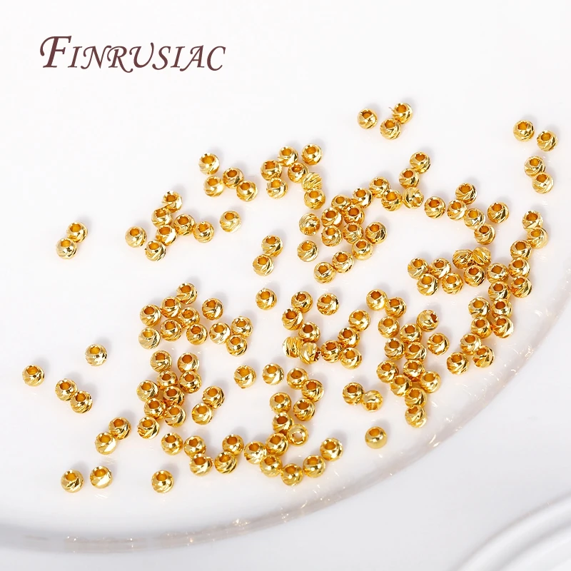 5 Sizes Round Spacer Beads 18K Gold Plated Brass Metal Beads Cut Pattern Separators Beads For DIY Handmade Jewelry Accessories