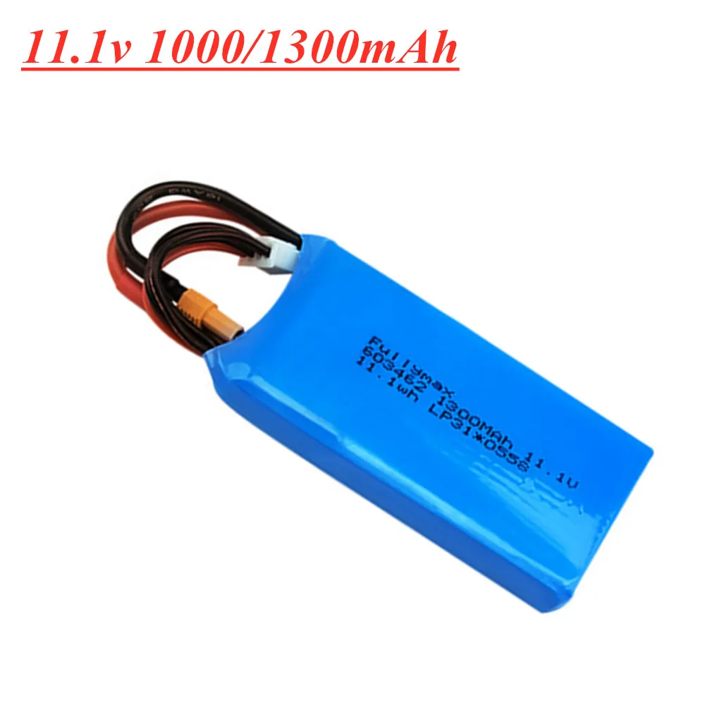 11.1V Battery For XK X450 FPV RC Drone Spare Parts 3s 11.1v 1000mAh 1300mah 20c lipo Rechargeable Battery For Wltoys XK X450