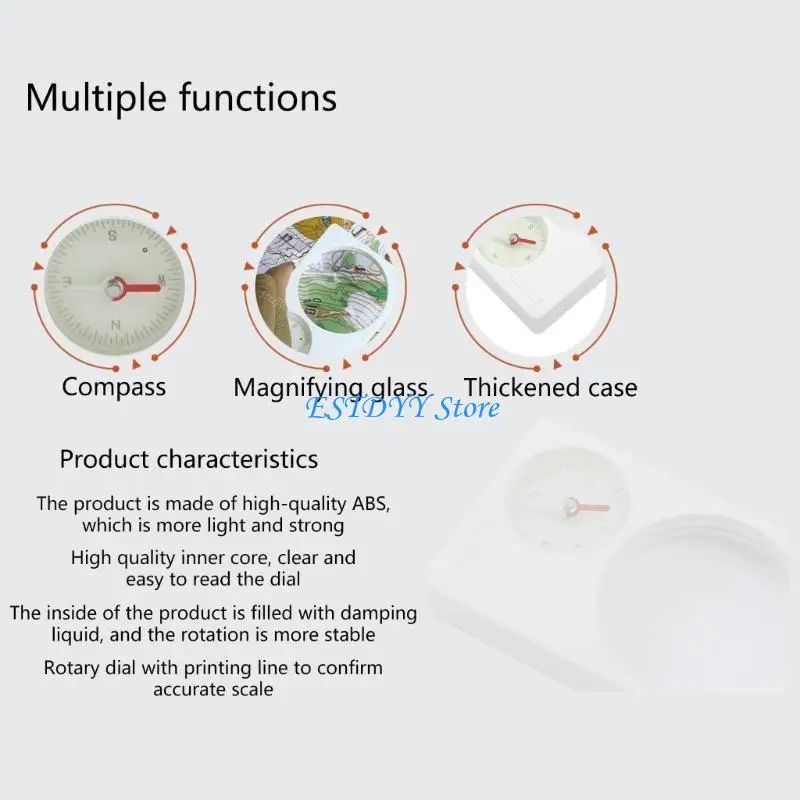 G6DE Lupa 2 w 1 Kompas Poręczne narzędzie do zajęć na świeżym powietrzu Szkło powiększające