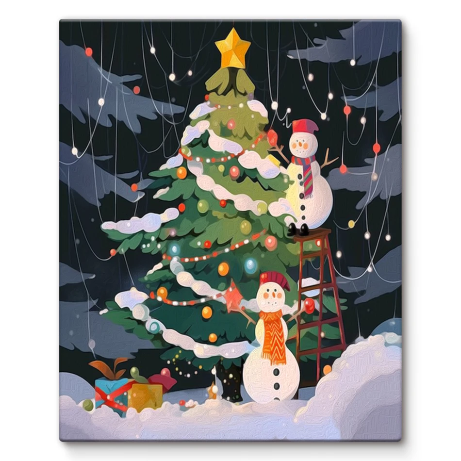 

SDOYUNO Paint By Number Christmas Gift Cute Snowman Christmas Scene Decoration Painting Color Markers Handmade On Canvas Crafts