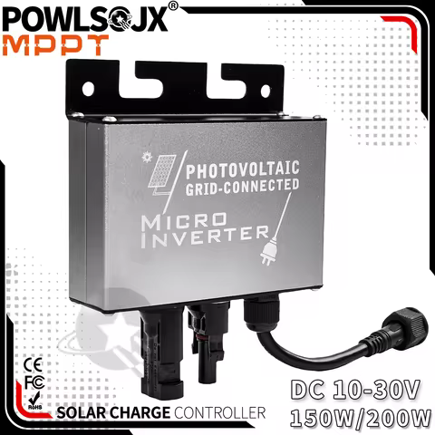 POWLSOJX Mini Solar Micro Grid-Tie Inverter DC 10-30V Input 180V-265VAC Output 150W/200W IP45 Waterproof