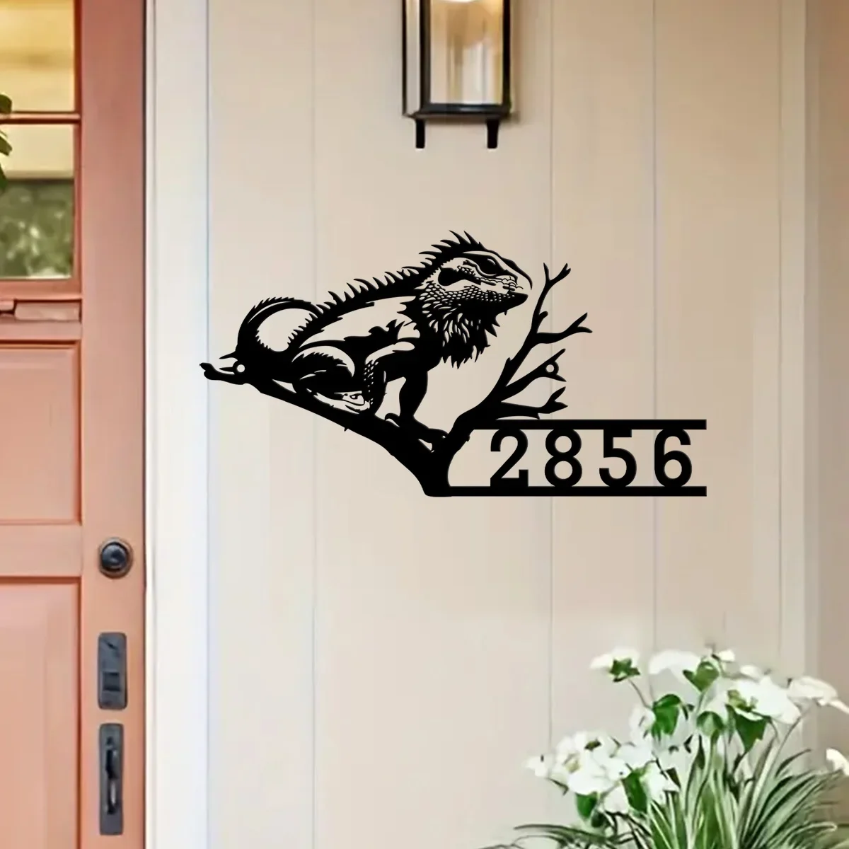 Custom Personalized Bearded Dragon House Number, Bearded Dragon Home Number Metal Wall Sign, Animal Outdoor Address Sign