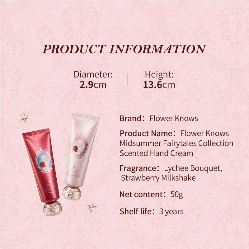 Flower Knows Christmas Limited Crème pour les mains parfumée Fraise Cupidon Collection Hydratant Hydratant Adoucissant Lotion pour les mains Holid